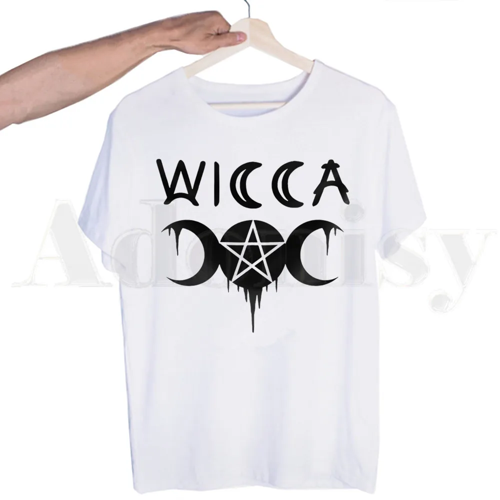 Футболка мужская с пентаграммой Готическая Модная рубашка надписью Wicca Witchcraft