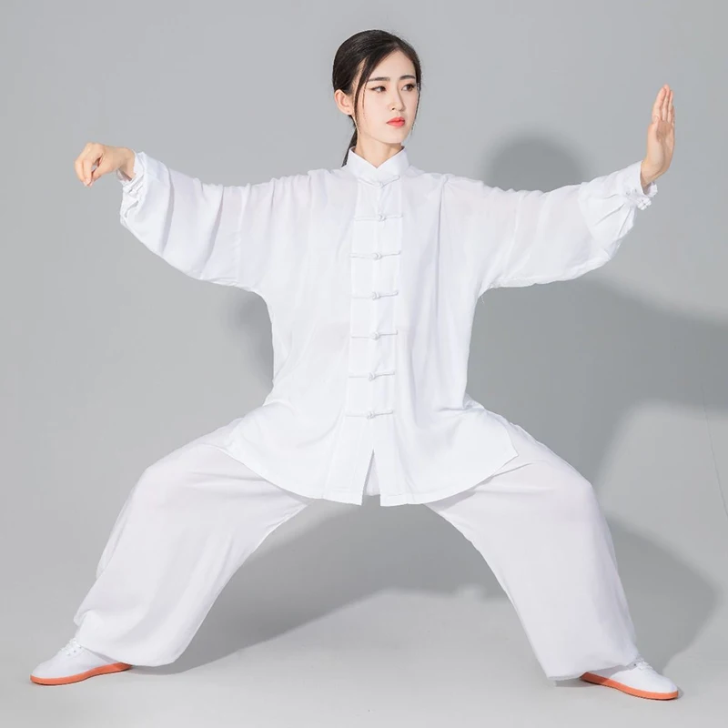 USHINE Unisex Traditional Chinese Clothing 6 Colors Long Sleeve Wushu TaiChi KungFu Uniform Tai Chi Uniforms Exercise Clothing