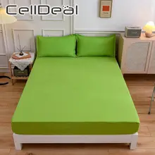 Apple sábana verde de fibra para dormir, juego de cama suave y plegable, Protector de cama antideslizante, tamaño Queen