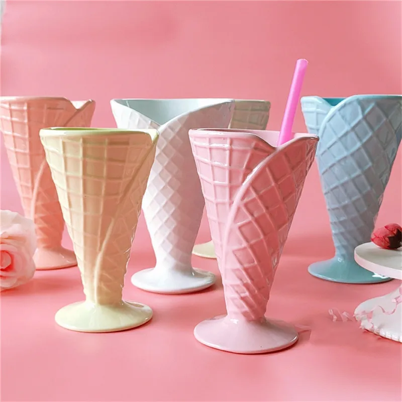tazas de ceramica creativas ice cream shaped jam cup mousse cone jelly sherbet Mug cute little mermaid mug |