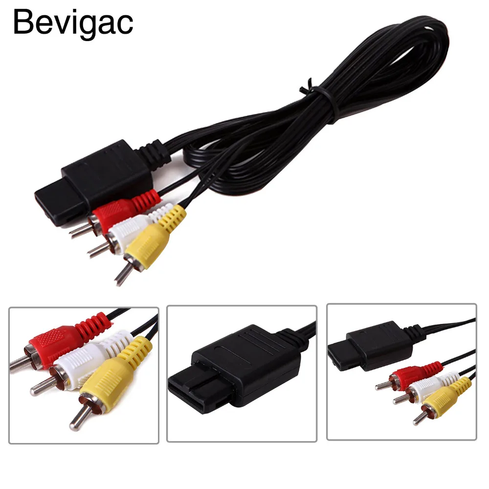 1.8M TV RCA AV Audio Video Stereo Cord Cable for SNES Super Nintendo Nintend GC Video Game cube N64 N 64 Consoles Gadget