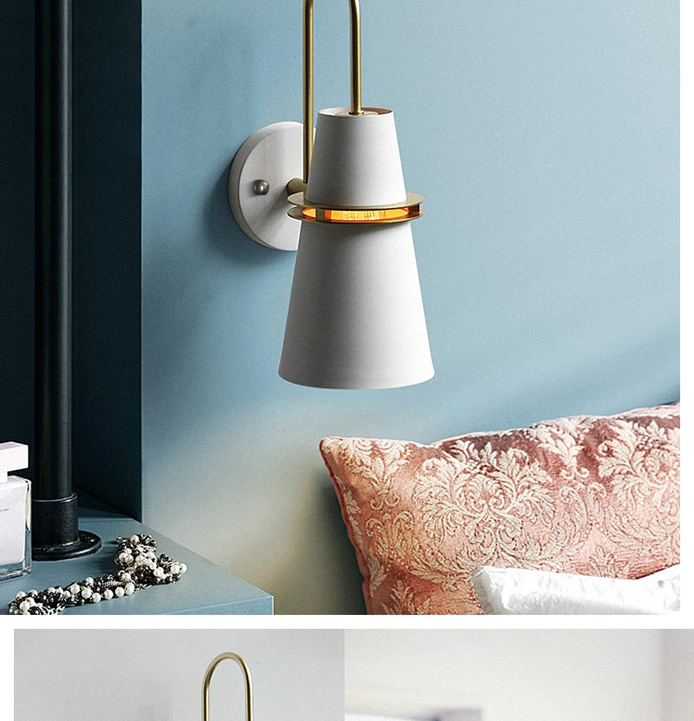 Современный золотой медный настенный светильник, светодиодный настенный светильник, Скандинавское зеркало, Ретро стиль, E27, роскошный светильник для дома, спальни