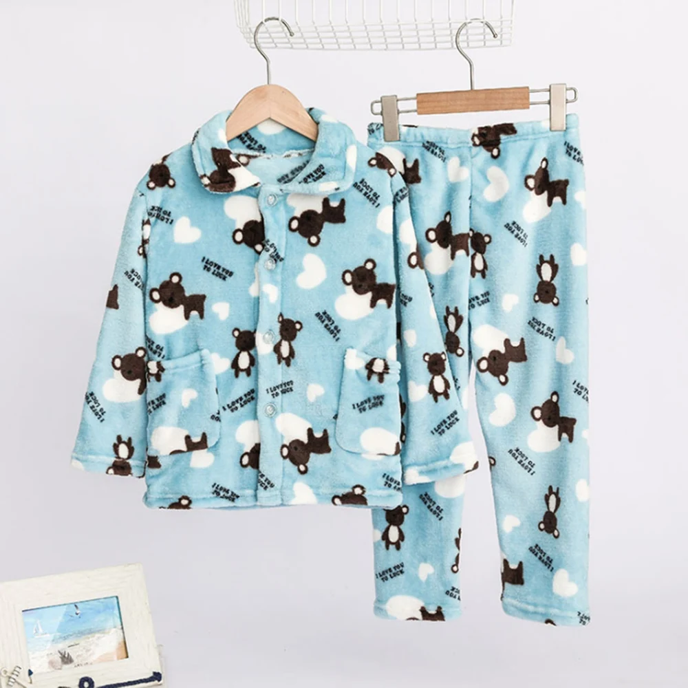 LOOZYKIT, Зимние Детские флисовые пижамы, теплая фланелевая одежда для сна, детские пижамы из кораллового флиса с рисунком для девочек, домашняя одежда, пижама для мальчиков