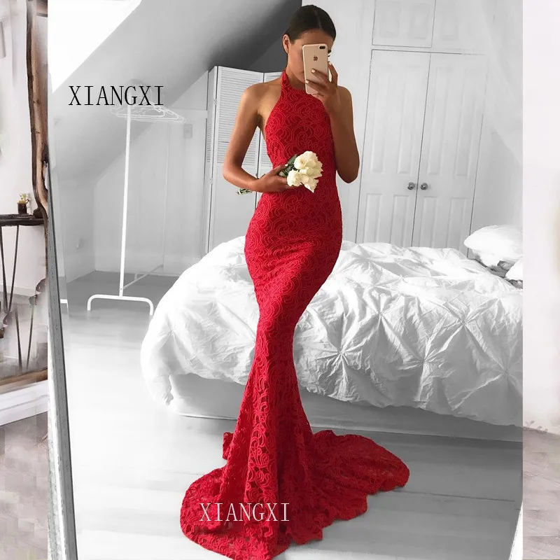 

Red Mermaid Evening Dresses Long Sweetheart Sleeveless Floor Length Evening Dress Party Gowns vestido de festa