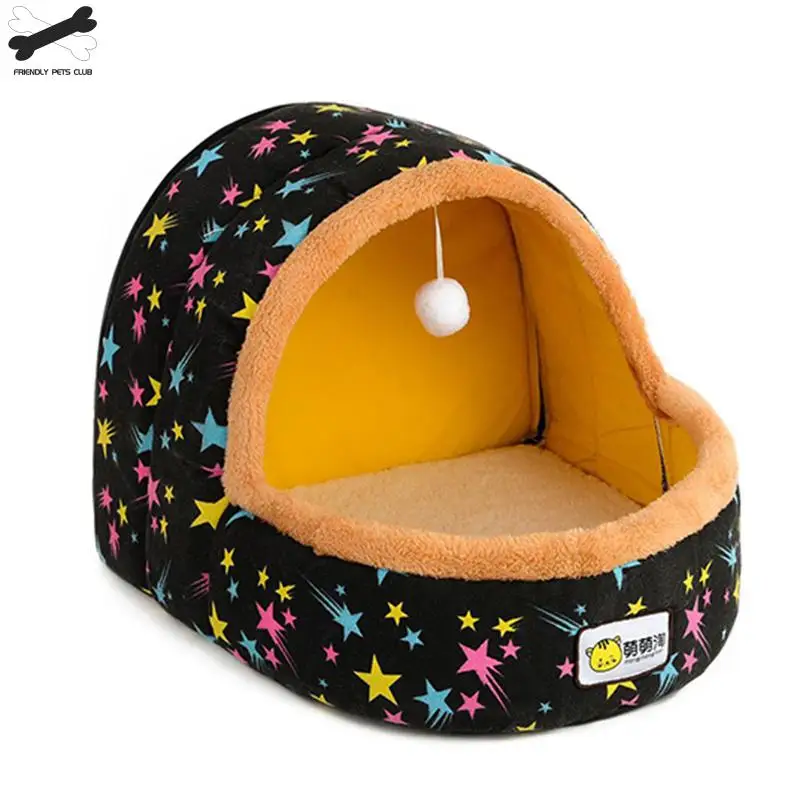 Hot Sell Pet Cat Dog House Autumn Winter Soft Plush Dogs Small Big Cats Nest Home Cute Pattern Kitten Puppy Shelter