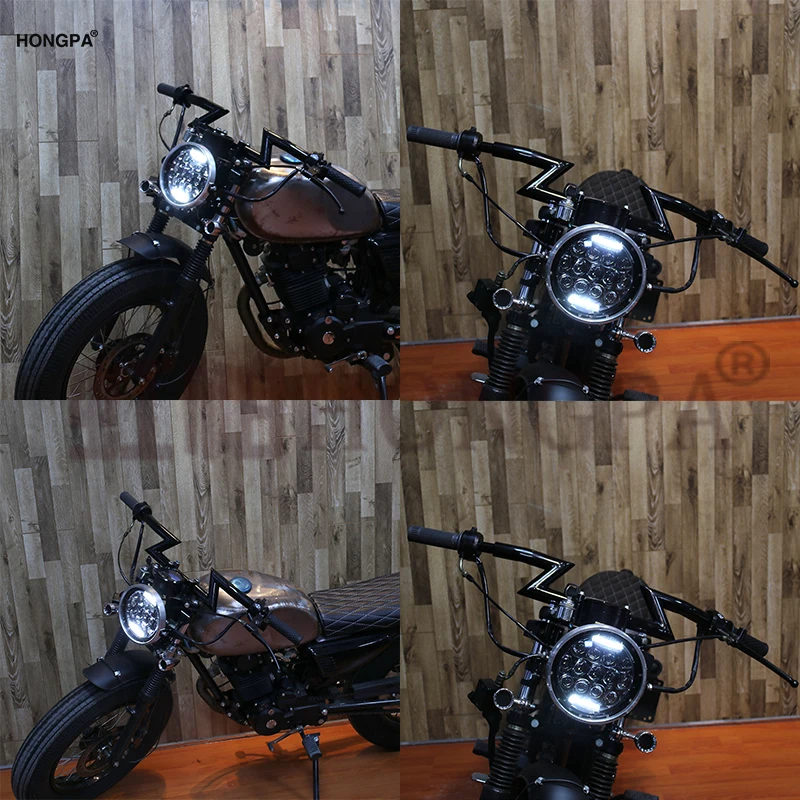 " светодиодный фонарь для мотоцикла Hi& Lo лампа для фар DRL 6000K 12V для Harley Sportster Кафе Racer Bobber Touring Softail