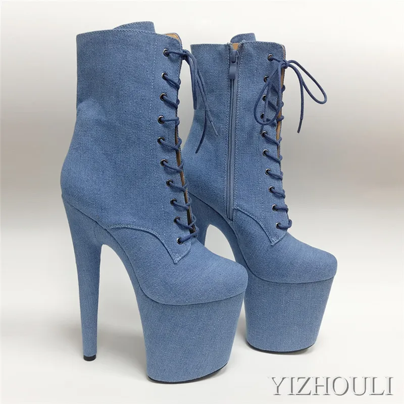 

20 cm thin heel suede shoes, 8 inch high heel platform boots, round head stage and banquet ankle boots
