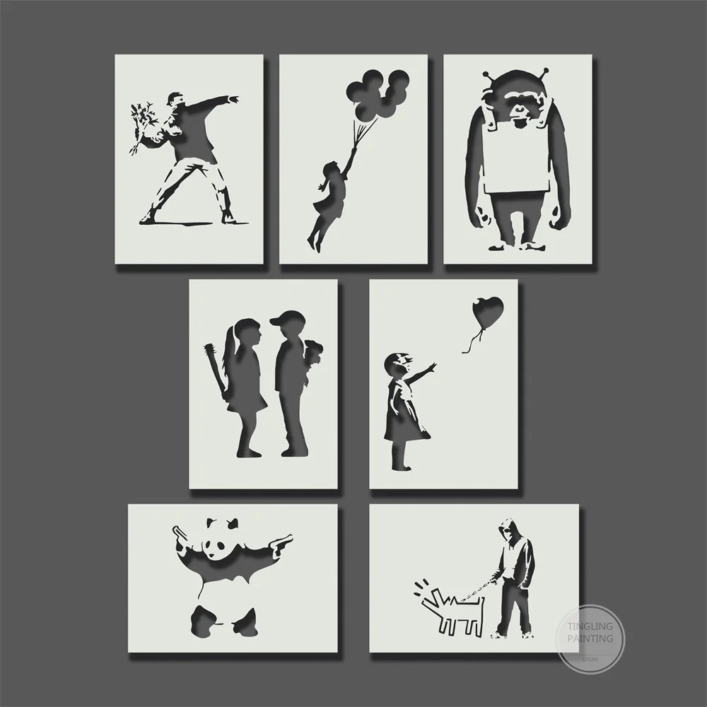 Трафареты Banksy постеры Картина на холсте и принты настенные художественные