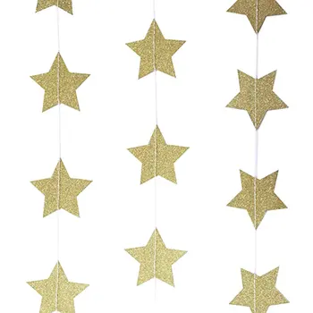 

4M Sewn Five-Pointed Star Paper String Pull Flower Flag Hanging Ornaments Christmas New Year Birthday Party Decoration
