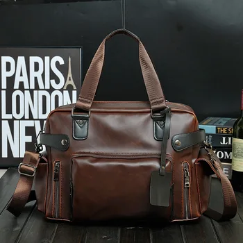 

Korean New Style Men's bag trend retro men's document computer handbag leisure Single Shoulder Messenger Bag