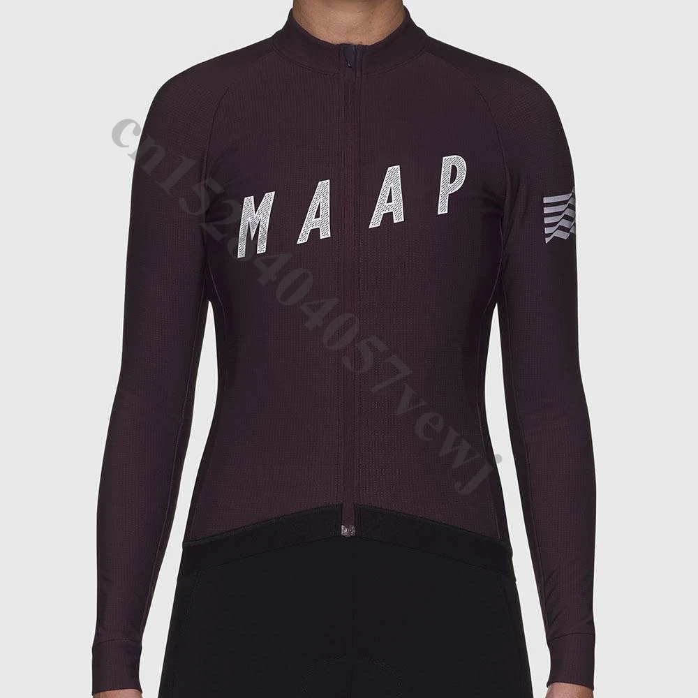 MAAP осень длинный рукав Pro Велоспорт Джерси Женская одежда для велогонок спортивная одежда ретро велосипедный костюм, трико униформа - Цвет: Черный