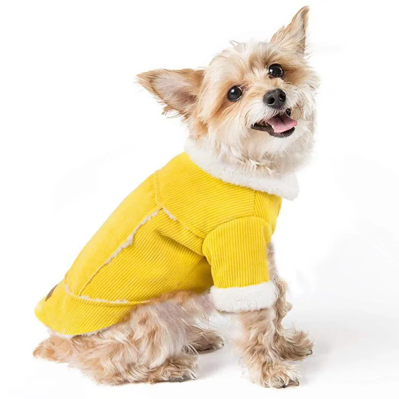 Yellow Dog Clothes Куртка для собак, зимняя флисовая одежда для собак с французским бульдогом, одежда для Йоркских собак, Вельветовая теплая одежда для домашних животных, одежда для собак, пальто для таксы - Цвет: Yellow Dog Clothes