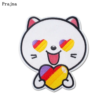 

Prajna Colorful Likee Cat Patch Embroidered Patches For Clothing Stickers Cute Rainbow Applique Iron On Patches On Clothes Decor