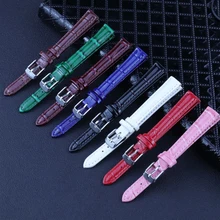 

Shiny Genuine Bamboo Leather Watch Strap Parts Wine Pink Bracelet 12mm 14mm Sdudent Girls and Ladies Straps with Tool