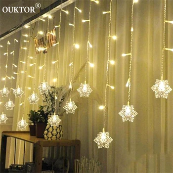 

3.5M LED Snowflake Curtain String Lights Fairy Garland Lights Christmas Decoration Lights For Home Holiday Party Xmas Outdoor