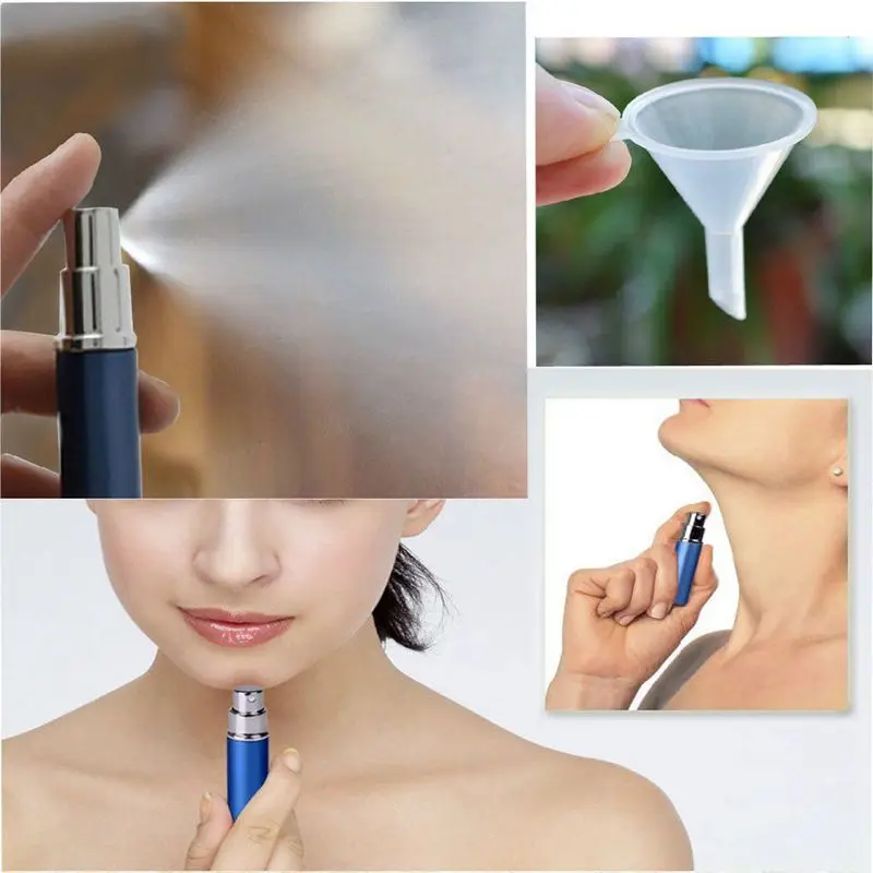 Set of 8 6pcs 6ml Portable Mini Refillable Perfume Scent Aftershave Atomizer Empty Spray Bottle with 2 Funnel Filler for Travel
