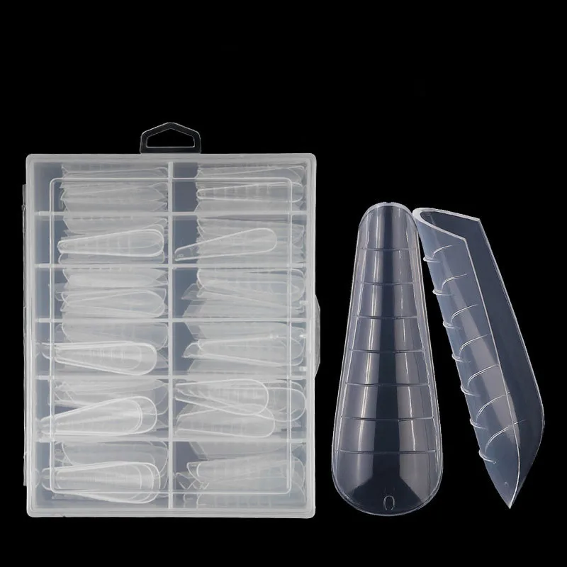 120Pcs Dual Forms Poly Nail Gel Quick Building Mold Tips Clear Finger Extension Nail Art UV Coffin & Nail Ballerina Tips Mold &*