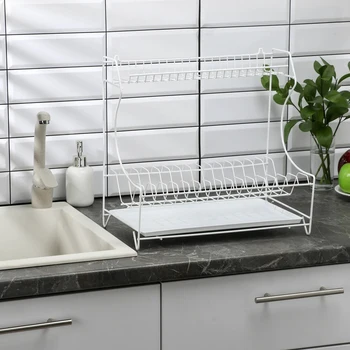 

Wall-mounted dish dryer with tray, white