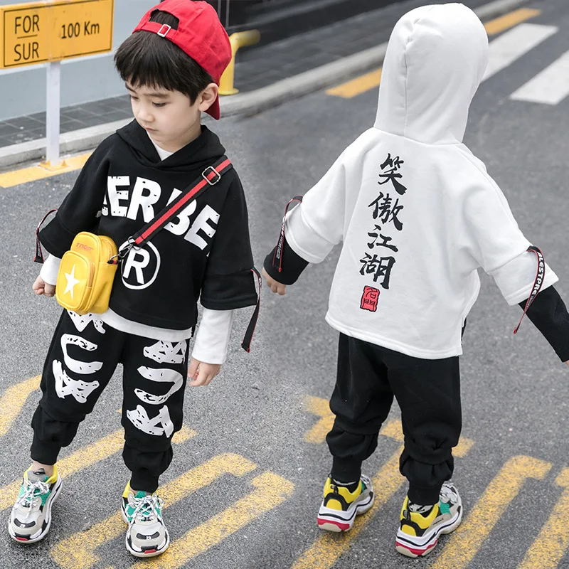 

BOY'S Spring New Products Swordsman Knitted Three-piece Set 2019 Children Spring And Autumn Sports Set