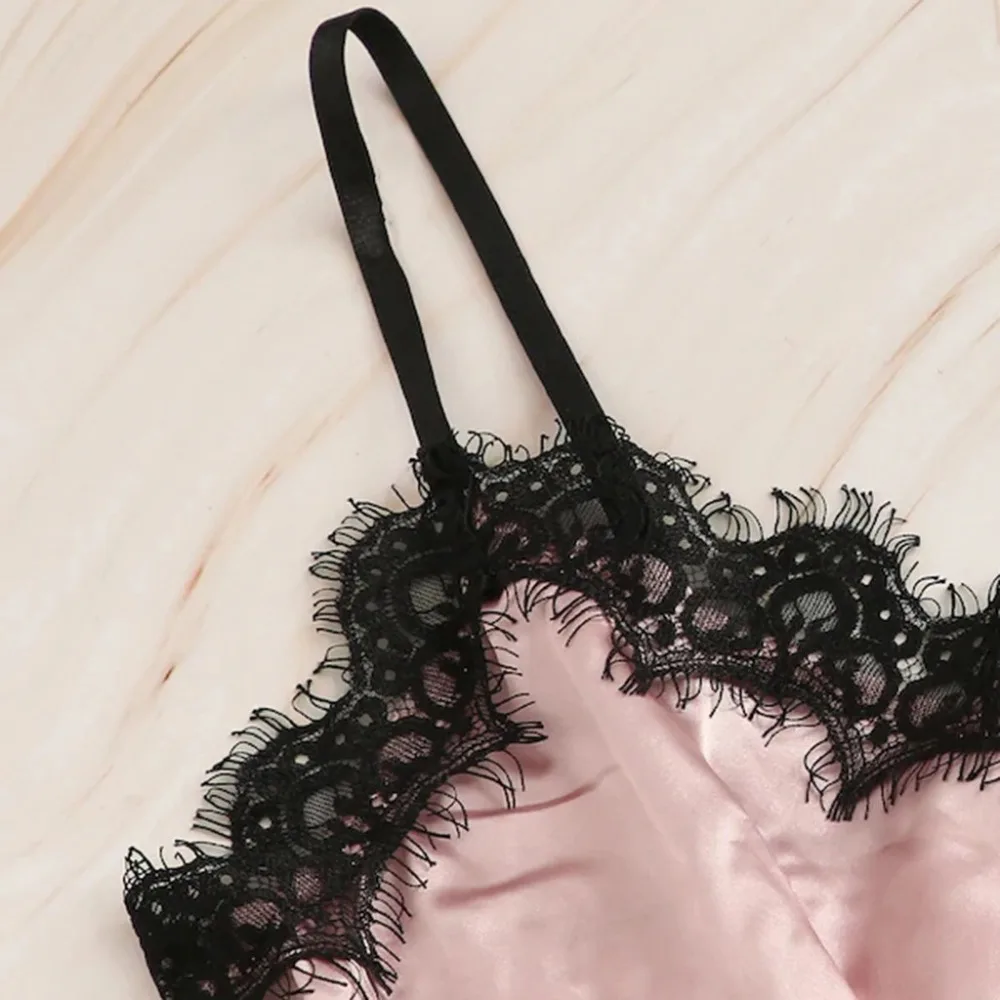 Сексуальные пижамы Для женщин шелковые кружева сетки нижнее белье Babydoll ночная Пижама летняя пикантная женская одежда 잠옷 수면잠옷
