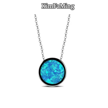 

Fine sterling silver solitaire round opal pendant necklace jewelry for female OPP136
