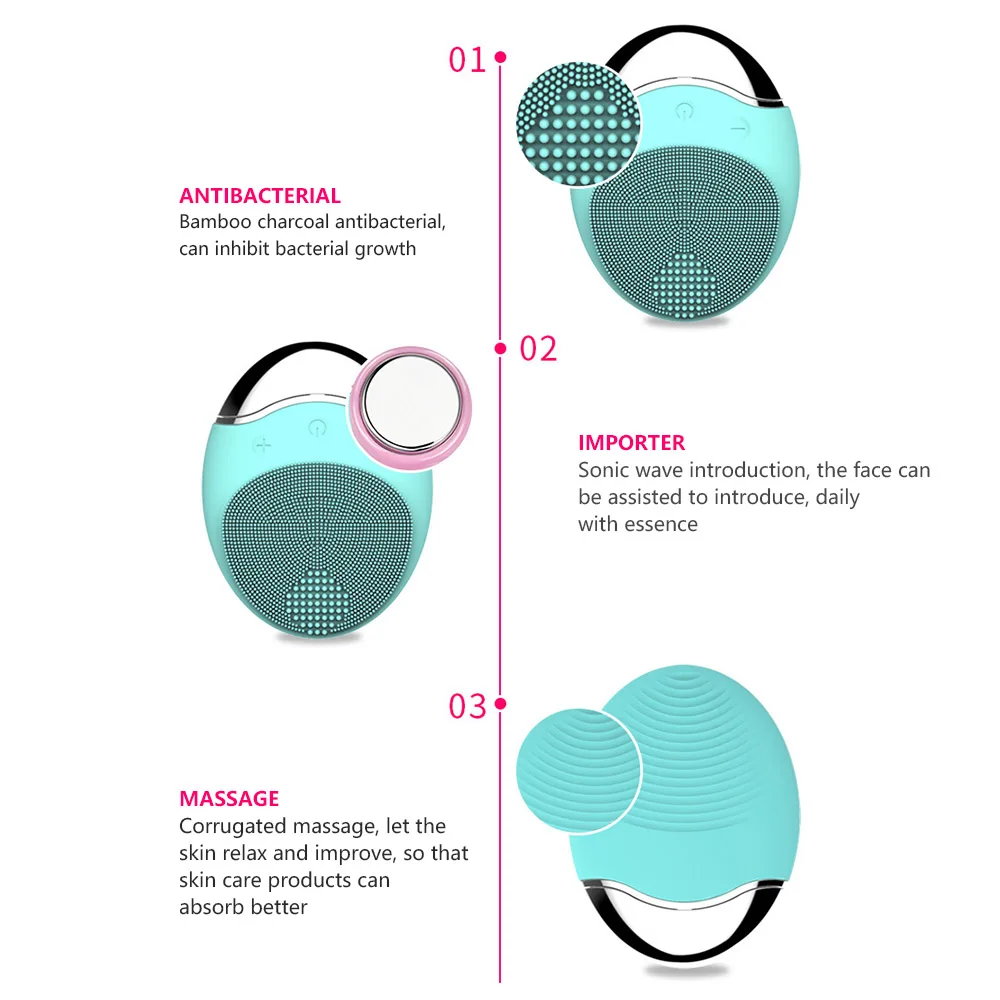 Электрическая Очищающая щетка для лица, звуковая силиконовая электрическая Очищающая щетка для лица, массажное средство для чистки пор, Беспроводная зарядка