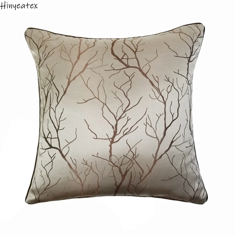 Fashion Contemporary Tree Branches Beige Dark Green Woven Cushion Cover Decorative Home Throw