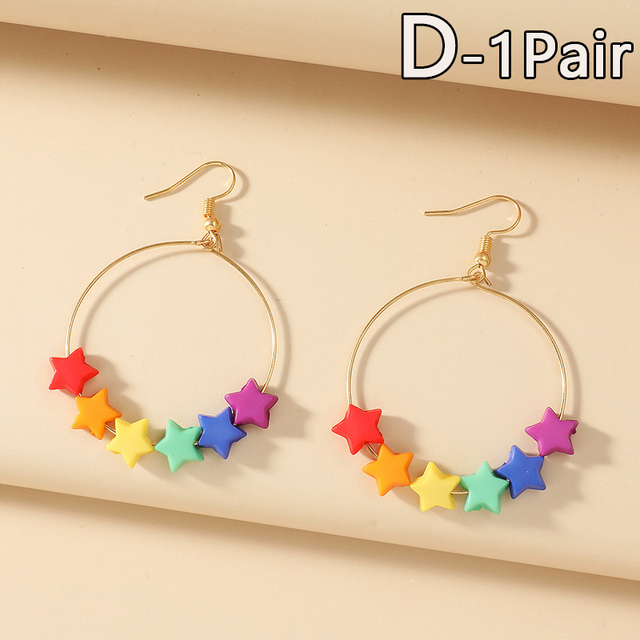 Star Shaped Pendant Drop Earring Resin Candy Color Butterfly Bear Cute Dangle Earrings Girl Party Gift Jewelry Supplies