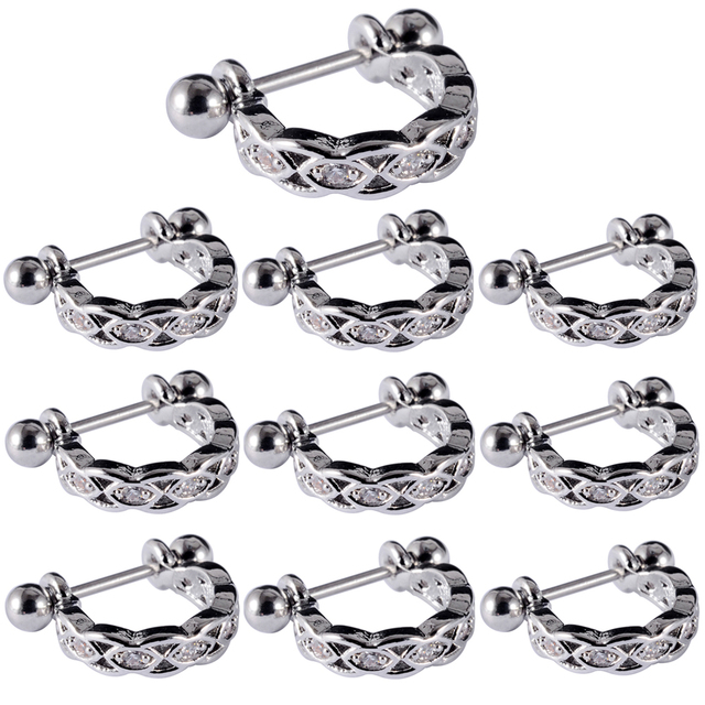Surgical Steel Barbell CZ Gem Hoop Ear Tragus Cartilage Helix Earrings Ear Studs Ear Cuff Rook Woman Lobe Piercing Jewelry