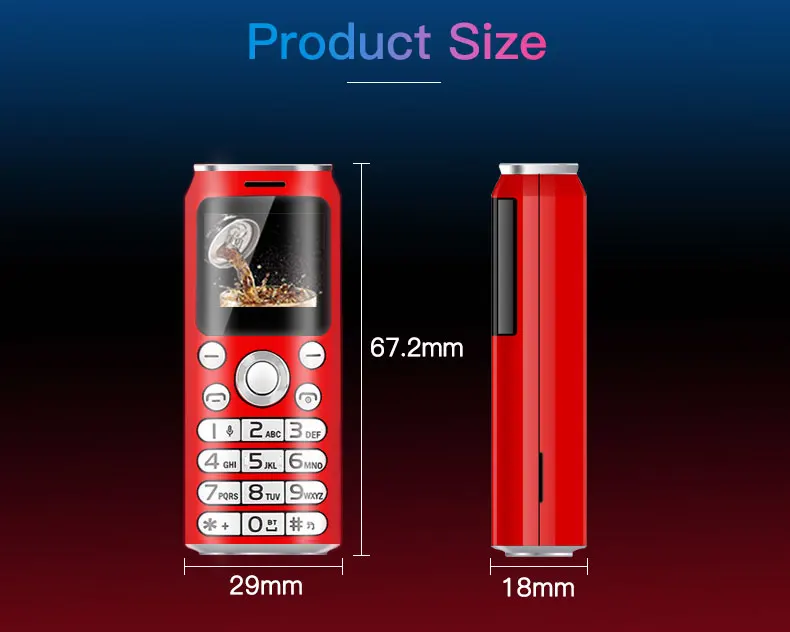 Самый маленький мобильный телефон SATREND K8 Mini Cola в форме мобильного телефона Bluetooth Dialer Мини-запись звонков детский мобильный телефон