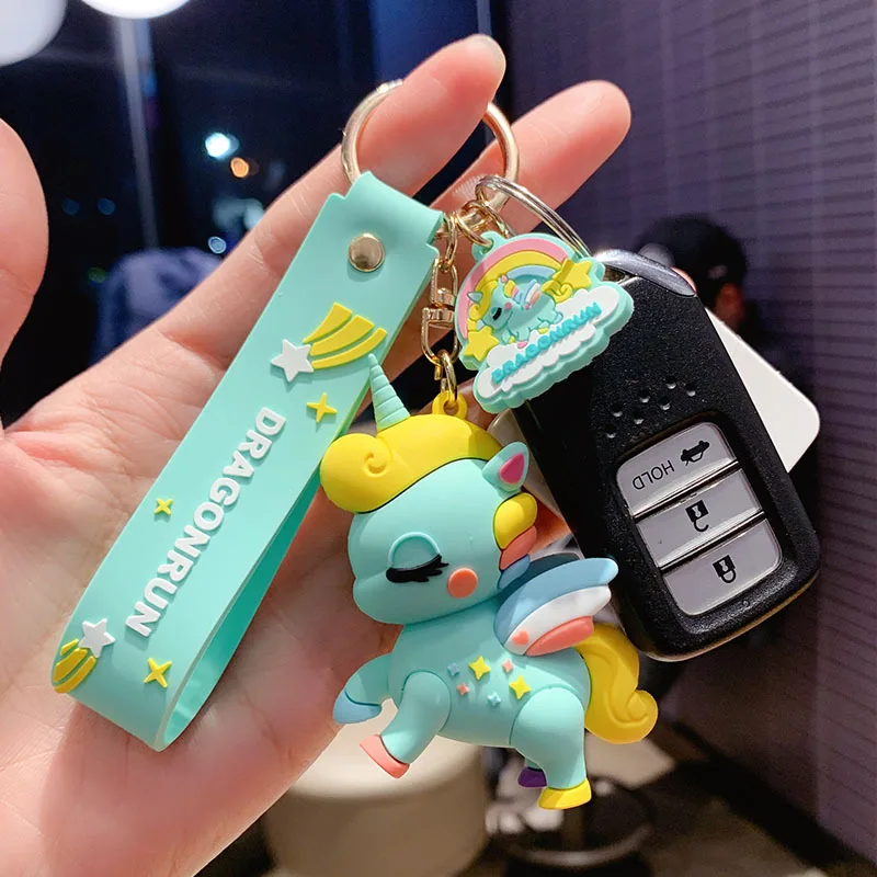 Rainbow Unicorn Keychain, Cartoon Silicone Doll, Creative Personality, Car Backpack, Couple Pendant Decoration, Cute and Funny 5