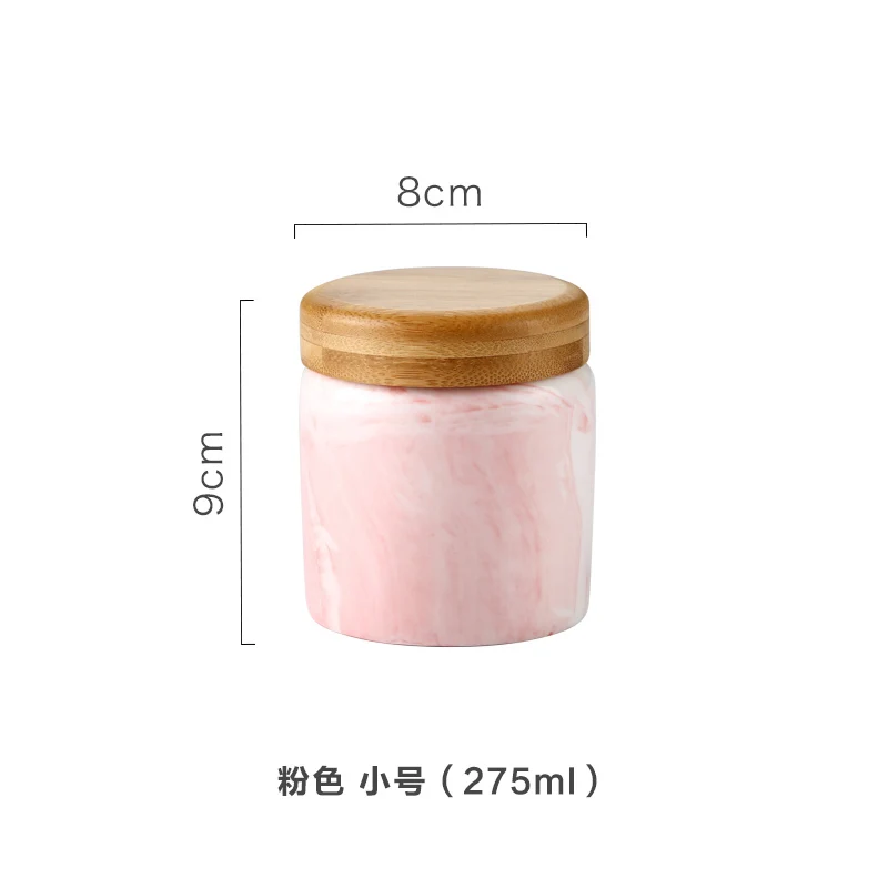 Originaliteit Marmer Graan Keuken Keramiek запечатать горшок Grof Granen Koffie Kruiden Opslagtank Met крышка Opslag Jar - Color: S Pink