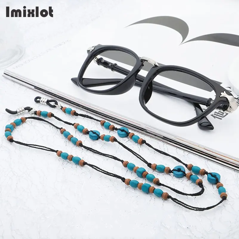 Ретро ручной работы деревянные бисерные солнцезащитные очки ремешок ожерелье очки цепочка для очков шнур противоскользящие очки для чтения веревка