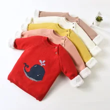 Детская одежда; теплые свитера для маленьких девочек и мальчиков; осенний плюшевый свитер для малышей; новые зимние пуловеры с рисунками
