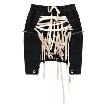 

Sexy Bandage Irregular Mini Skirts Women Patchwork High Waist Hit Color Asymmetrical Skirt Female Fashion Bottom Streetwear