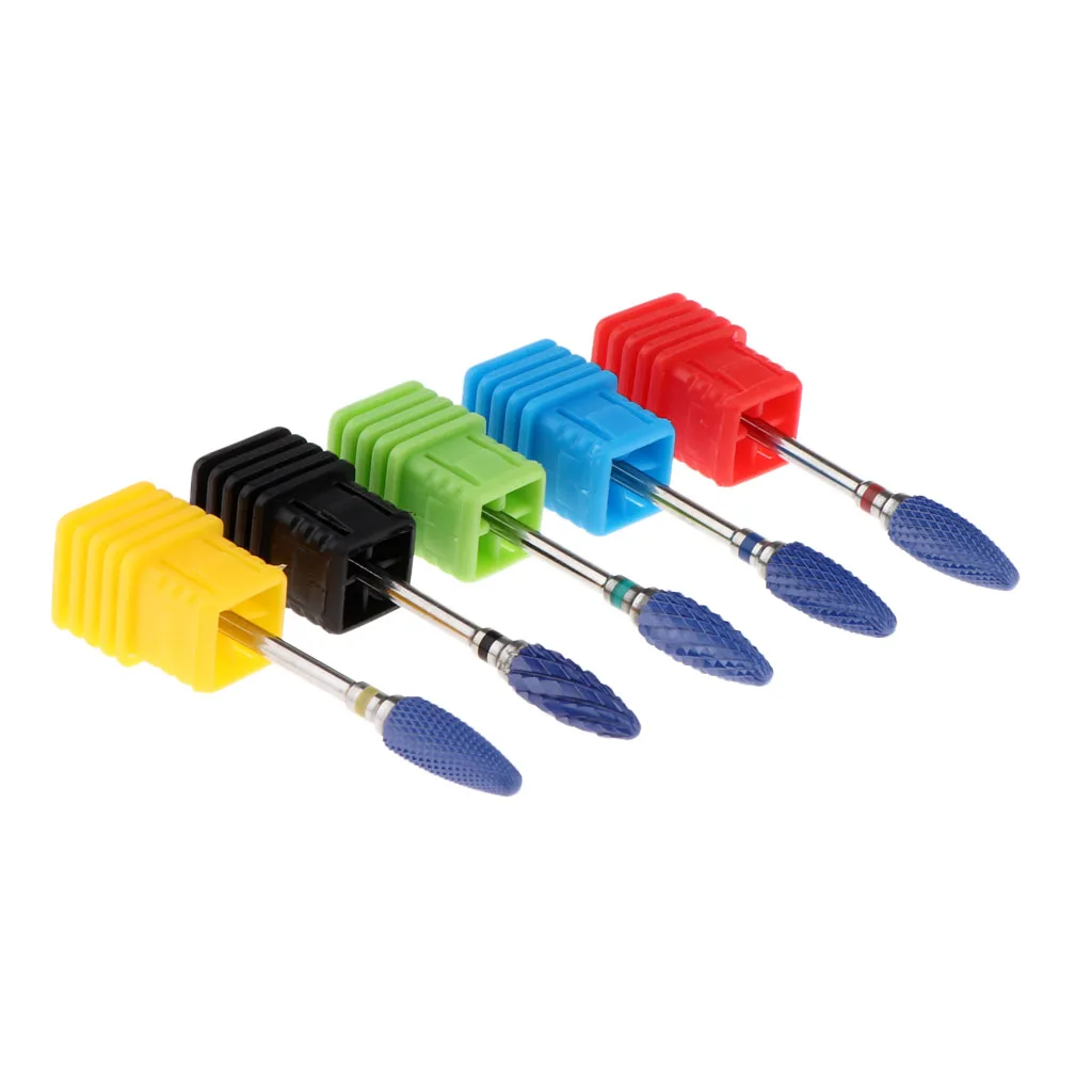 5Pcs/set Durable Ceramic Nail Grinding Drill Bits for Acrylic Gel UV Nails Removal, Safety Cuticle Dead Skin Cleanser, XF~XC