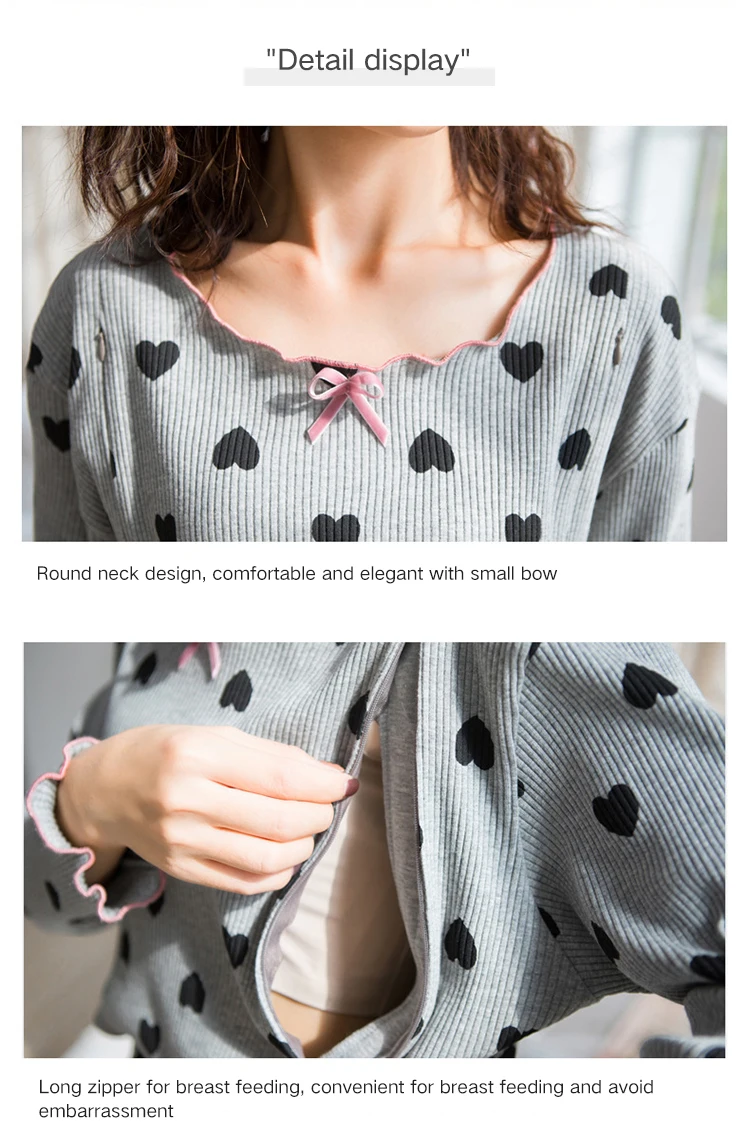 Autumn spring Maternity Breastfeeding Pajama Set Pregnant Women Warm Nightwear Pregnancy Nursing Sleepwear Clothes Suit