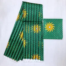 Африканская восковая имитация шелковой ткани Анкара Зеленая атласная ткань 4 ярдов audel/modell органза лента ткань для платья+ 2 ярдов шифон