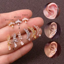 Sellsets 1 шт. 20 г штанга нержавеющая сталь закручивающаяся задняя часть короны CZ Висячие Tragus Daith Helix Snug пирсинг ювелирные изделия