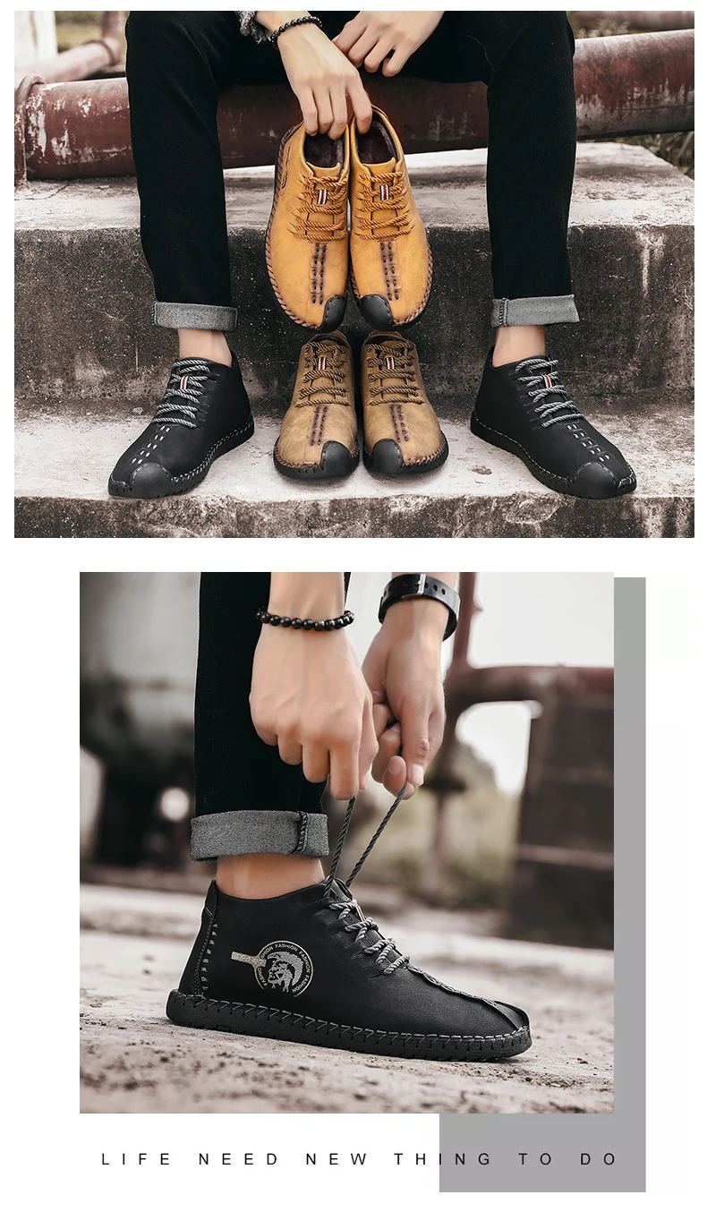 Г. Мужские ботинки теплые зимние кожаные ботинки высокого качества легкие водонепроницаемые ботильоны на меху со шнуровкой новинка, большой размер 48