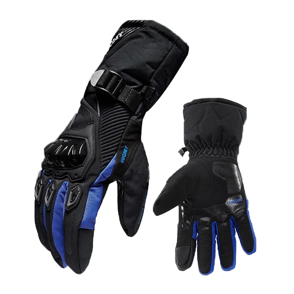 Motorcycle Gloves Winter Cold Proof Ski Glove - PU Leather Windproof Water-Resistant Hands Warm for Women and Men 