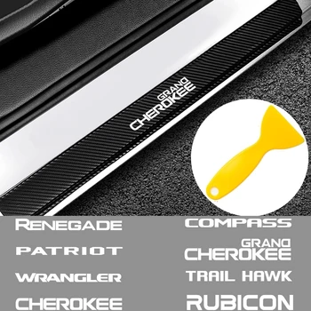 

4PCS Car Door Sill Scuff Plate Decor Sticker Decal for Jeep Ranegade Patriot Wrangler Grand Cherokee Copass Trail Hawk Rubicon
