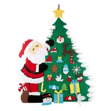 Arbre de noël en feutre amovible, 32 pièces, ensemble d'ornements de noël, motif père noël, porte de maison