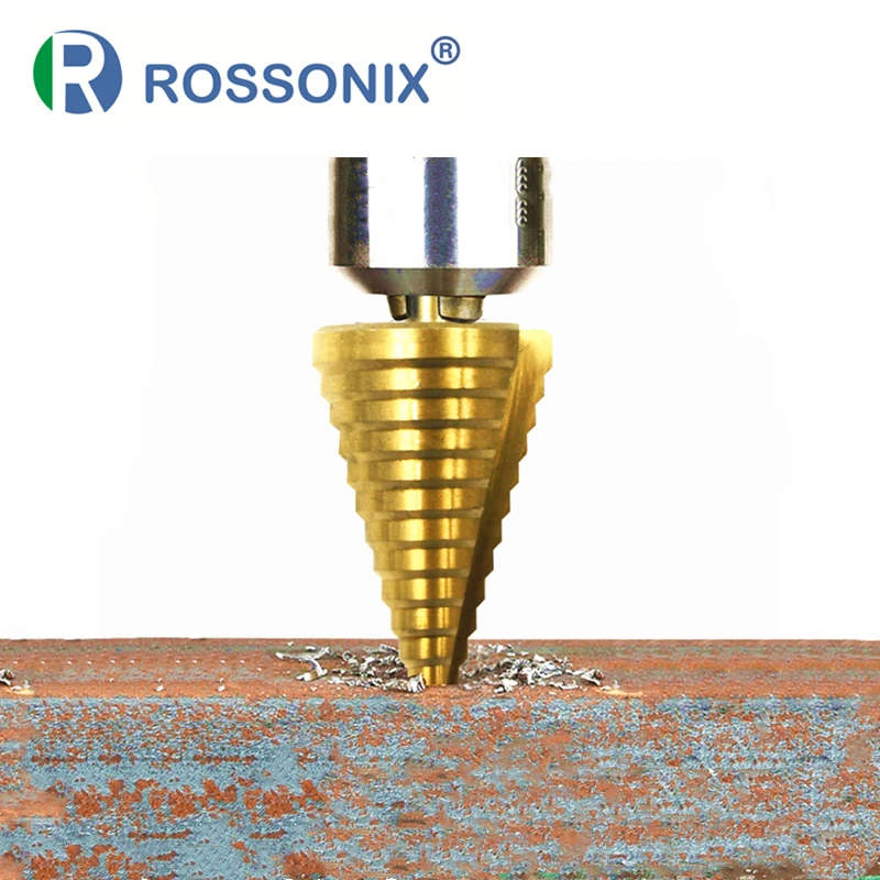 Ступенчатое сверло ROSSONIX 1 шт. 4-42 мм быстрорежущая сталь 4241 для металла конусное