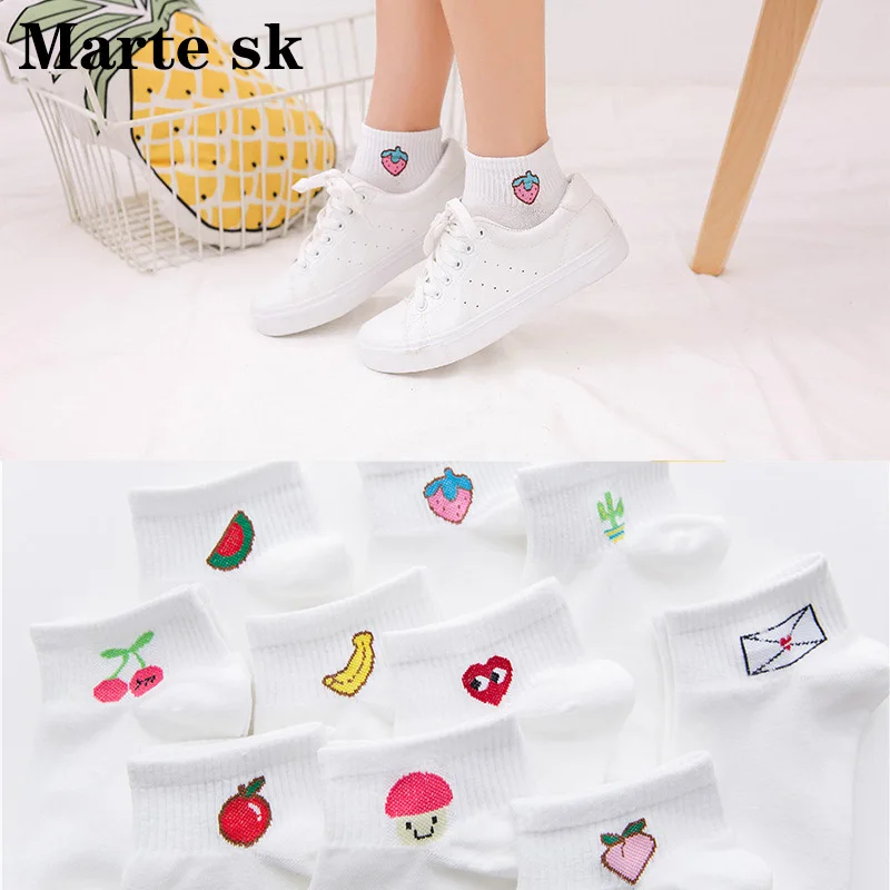 

Women Socks Funny Cute Cartoon Fruit Banana Avocado Lemon Watermelon Girls Kawaii meias Happy Korean Harajuku Socks