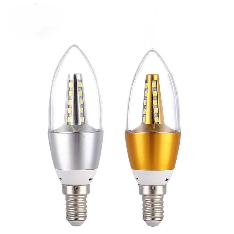 10Pcs/Lot LED Bulb Candle E14 5W 7W 9W 12W Golden Aluminum light AC 220V Lamp Cool Warm White Lampada Bombillas Lumiere Lamp
