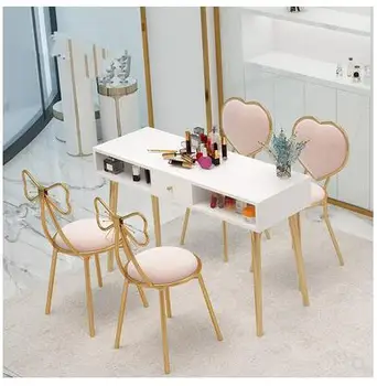 

Manicure table and chair set combination Nordic net red single double double manicure table special price ins baking white
