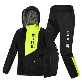 

POLE Fashion Waterproof Motorcycle Raincoat Suit Raincoat+Rain Pants Outdoor Sports Jacket Motorbike Scooter Riding Clothes