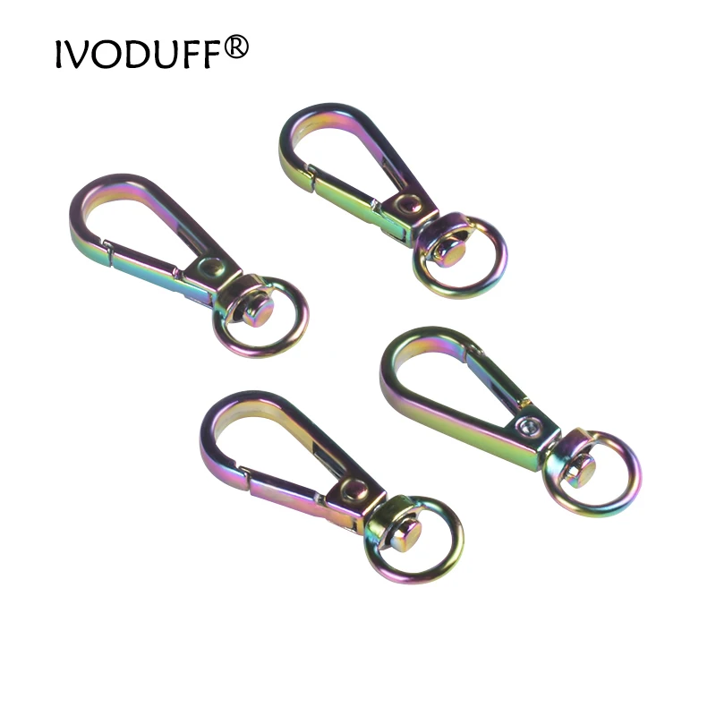 

10pcs Metal Swivel Lobster Leather Bag Handbag Purse Shoulder Strap Belt Clasp Clip Rainbow color Trigger Hook