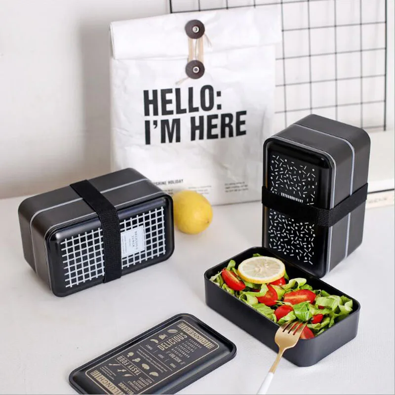 

Lunch Box Double-layer Portable Bento Box Eco-friendly Food Container With Compartments Leakproof Microwavable Bpa Free